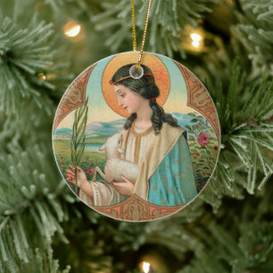 Double Image St. Agnes of Rome (BK 006) Ceramic Tree Decoration