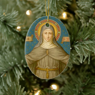 Double Image St. Clare of Assisi (SAU 027) Ceramic Tree Decoration