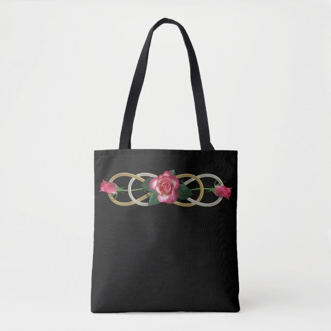 Double Infinity gold silver ROSES Tote Bag (Front)