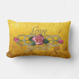 Double Infinity - Roses Love forever + gold leaf Outdoor Cushion