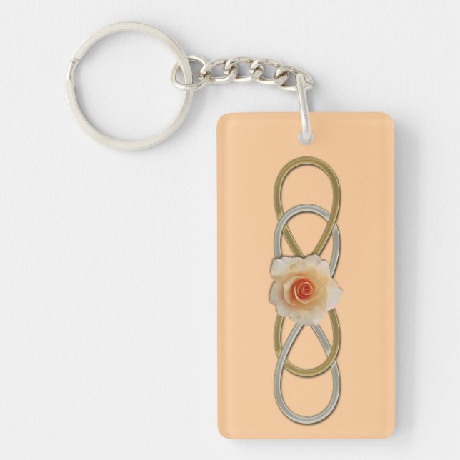 Double Infinity Silver Gold Rose Key Ring (Front)