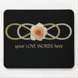 Double Infinity Silver Gold Rose Mouse Pad