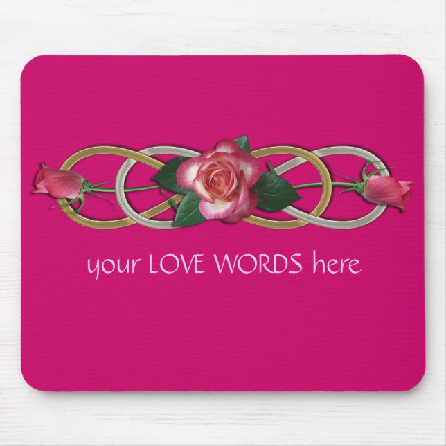 Double Infinity Silver Gold Roses Mouse Pad (Front)