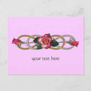 Double Infinity Silver Gold Roses Postcard