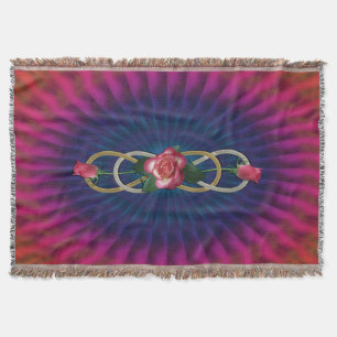 Double Infinity Silver Gold Roses + your backgr. Throw Blanket