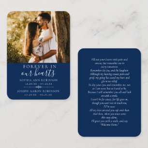 Double Joint Memorial Photo Blue Prayer Card