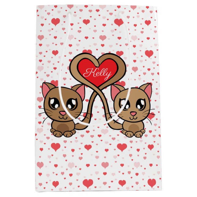 Double Kitty Love Medium Gift Bag (Front)