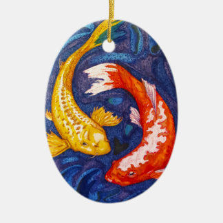 Double Koi Fish Design Ceramic Tree Decoration