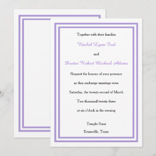 Double Lavender Trim -5x7Wedding Invitation