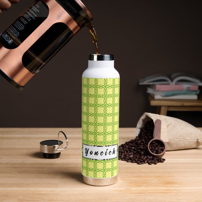 Double Leaf Circle by Kenneth Yoncich Water Bottle (Coffee)