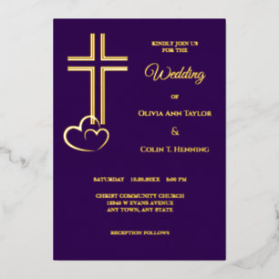 Double Line Cross Hearts on Purple Wedding