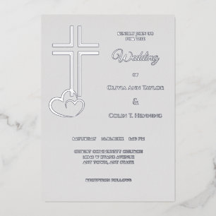 Double Line Cross Hearts on Silver Wedding
