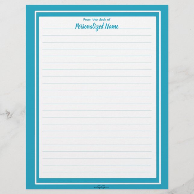 Double Line Frame Blue Lined  Custom Letterhead (Front)