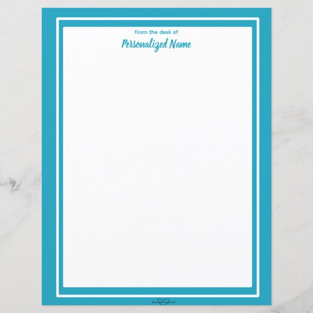 Double Line Frame Blue Unlined Paper Sheet (Front)