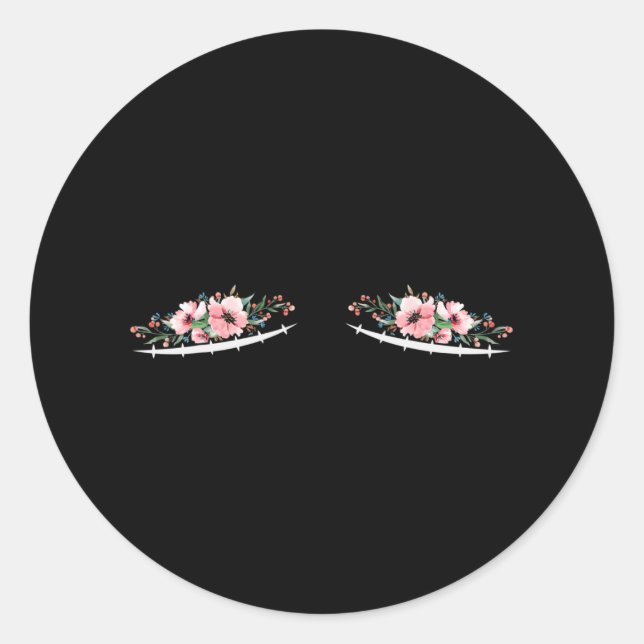 Double Mastectomy Scars with Flowers Breast Cancer Classic Round Sticker (Front)