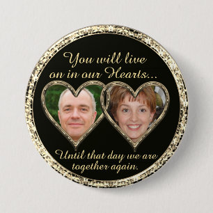 Double Memorial Add Photos Keepsake Keychain 7.5 Cm Round Badge