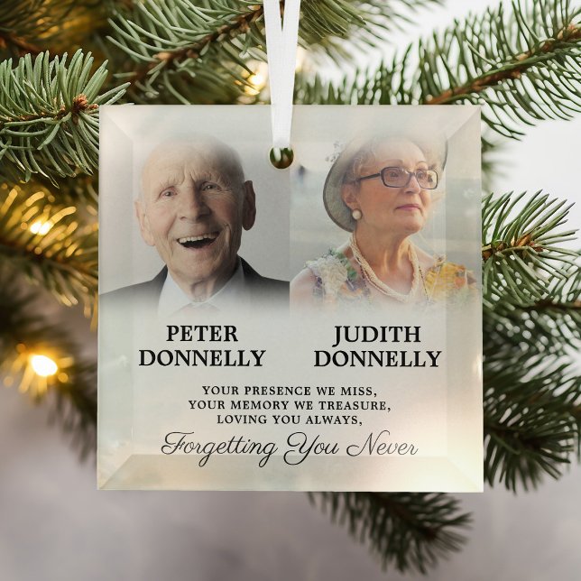 Double Memorial Photo Christmas Glass Tree Decoration (Creator Uploaded)