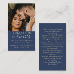 Double Memorial Photo Funeral Blue Prayer Card