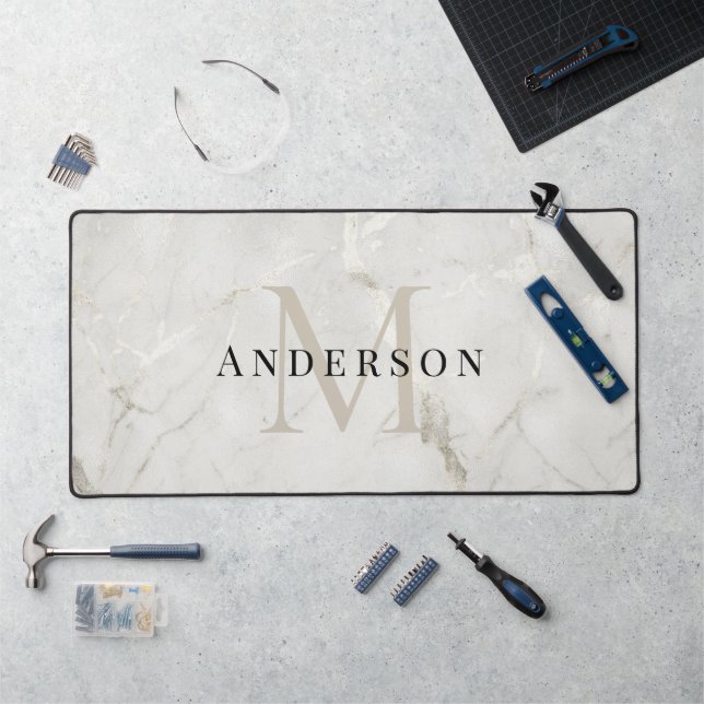 double monogram pearl masculine marble desk mat (Workstation)