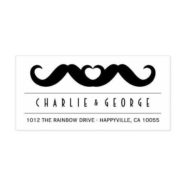 Double Moustache Love Gay Wedding Self Inking Stam Self-inking Stamp (Design)