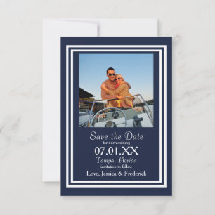 Double Navy Nautical - 3x5 Save the Date