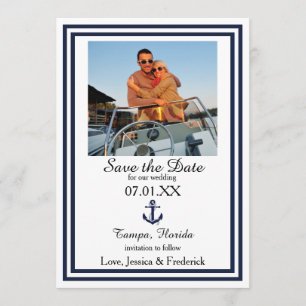 Double Navy Trim Nautical - Save the Date