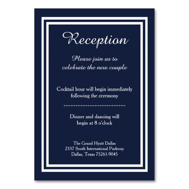 Double Navy Trim - Reception Insert Card (Front)