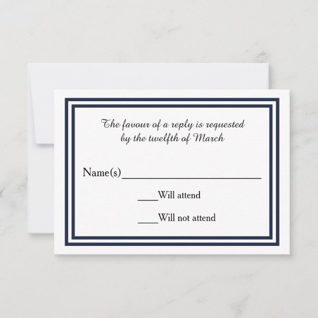 Double Navy Trim - RSVP Card (Front)