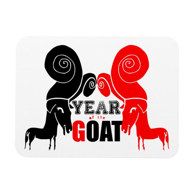 Double Odd Goat Chinese Year Zodiac Photo Magnet (Horizontal)