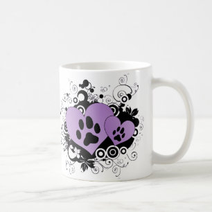 Double Paw Valentine Hearts - Purple Coffee Mug