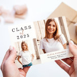 Double Photo | Class of 2025 Graduation Announcement<br><div class="desc">This simple and stylish graduation announcement card features two of your favourite personal photos of the class of 2025 graduate,  along with classic elegant dark grey text and faux rose gold script for a stunning minimalist look.</div>
