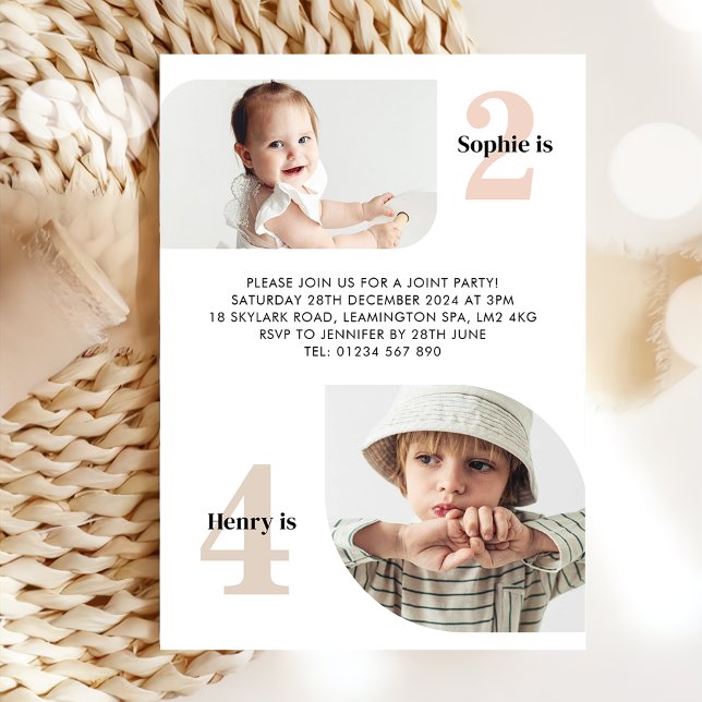 Double Photo Joint Birthday Invitation (Creator Uploaded)