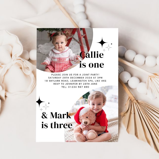 Double Photo Joint Birthday Invitation (Creator Uploaded)