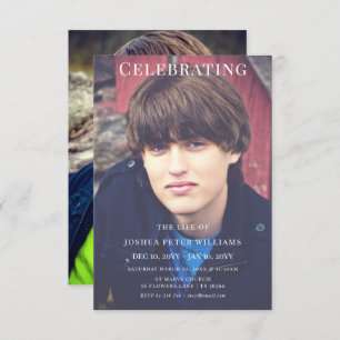 Double Photo Masculine Funeral Service Invitation