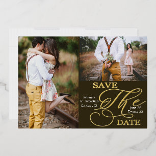 Double Photo Minimalist Typography Save The Date