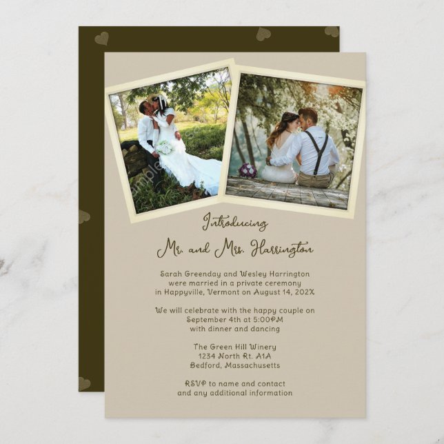 Double Photo Private Marriage Announcement (Front/Back)