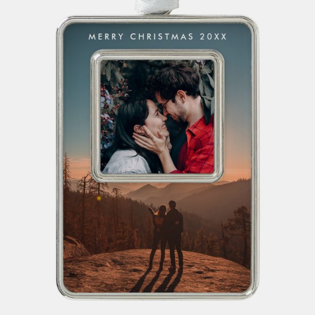 Double Photo Silver Plated Framed Ornament (Front)