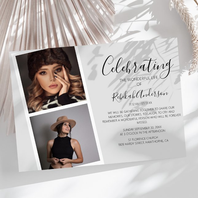 Double Photo Strip | Funeral Memorial Invitation (Creator Uploaded)