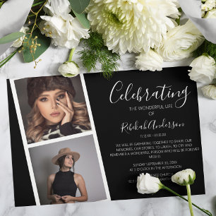 Double Photo Strip   Funeral Memorial Invitation