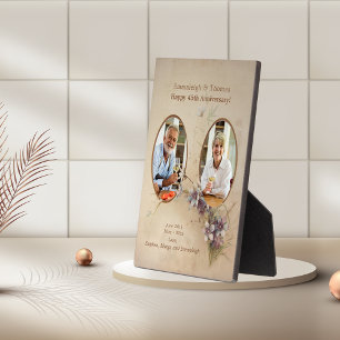 Double Photo Vintage Wedding Anniversary Keepsake  Plaque