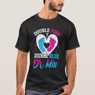 Double Pink Double Blue Mix Twin Gender Announceme T-Shirt