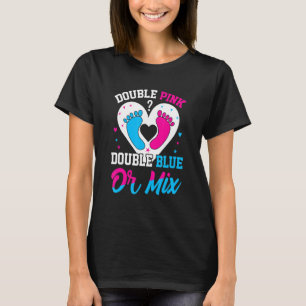 Double Pink Double Blue Mix Twin Gender Announceme T-Shirt