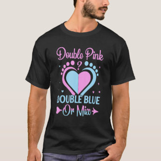 Double Pink Double Blue Mix Twin Gender Announceme T-Shirt