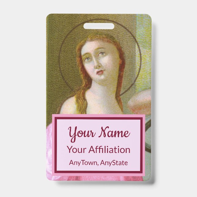 Double Pink St. Agatha (M 003) Badge 4 ID Badge (Front)