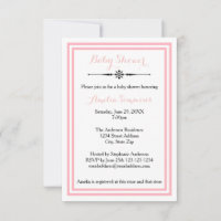 Double Pink Trim - 3x5 Baby Shower Invitation