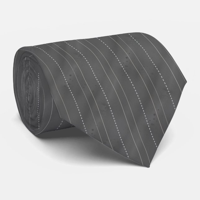Double Pinstriped | Dk. Grey Tie (Rolled)