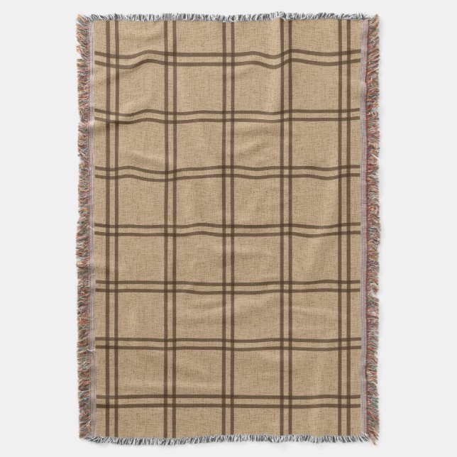 Double Plaid Pattern Throw Blanket (Front Vertical)