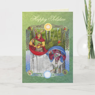 Double Portrait of the Oak King and Holly King Holiday Card