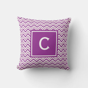 Double Purple Chevron Monogram Cushion