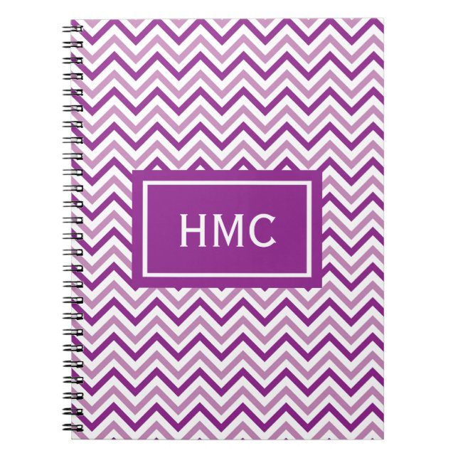 Double Purple Chevron Monogram Spiral Notebook (Front)